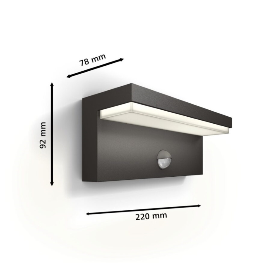 Philips - LED Outdoor wall light with a sensor BUSTAN LED/3,8W/230V 2700K IP44