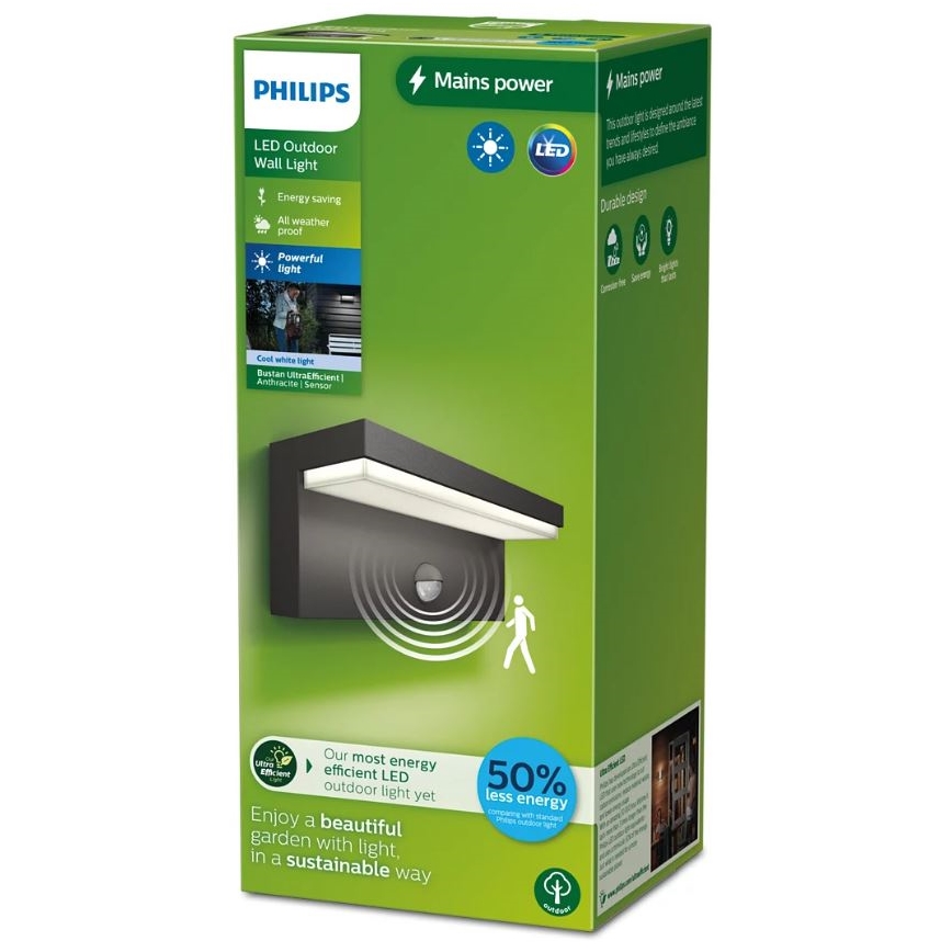 Philips - LED Outdoor wall light with a sensor BUSTAN LED/3,8W/230V 4000K IP44