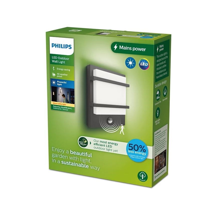 Philips - LED Outdoor wall light with a sensor PETRONIA LED/3,8W/230V IP44