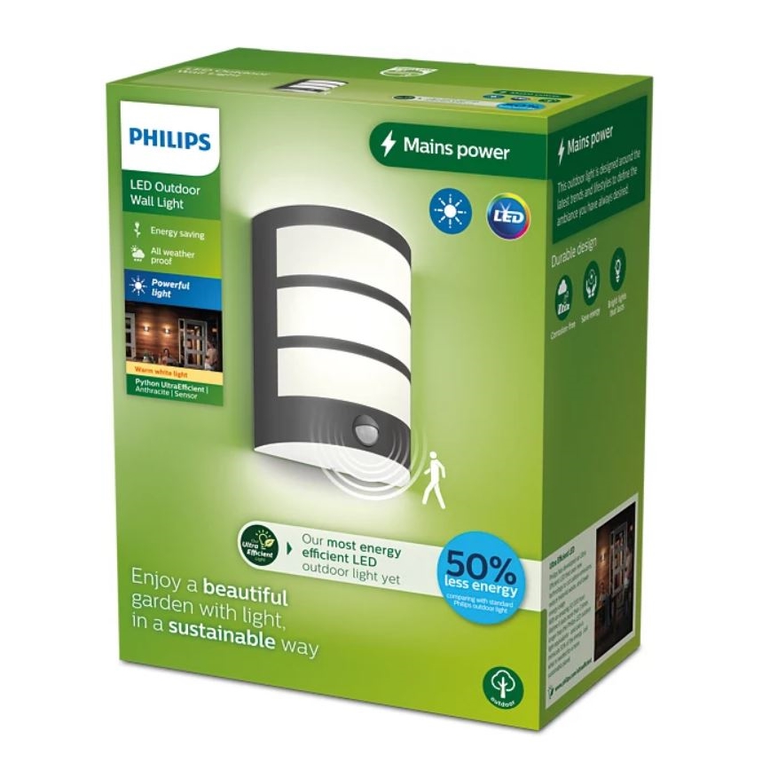 Philips - LED Outdoor wall light with a sensor PYTHON LED/3,8W/230V IP44