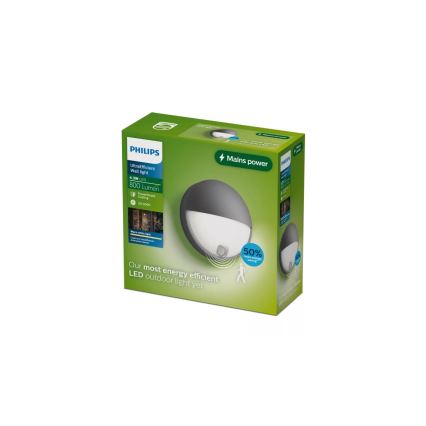 Philips - CAPRICORN LED Outdoor Wall Light with Integrated Sensor, 4.3W, 230V, IP44