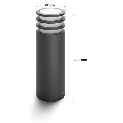 Philips - LED RGB Dimmable outdoor lamp Hue LUCCA 1xE27/8,1W/230V 40 cm 1000-20000K IP44