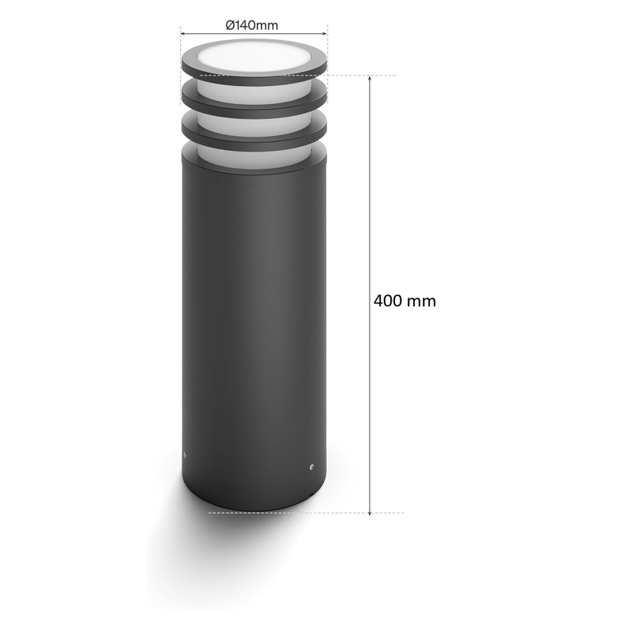 Philips - LED RGB Dimmable outdoor lamp Hue LUCCA 1xE27/8,1W/230V 40 cm 1000-20000K IP44