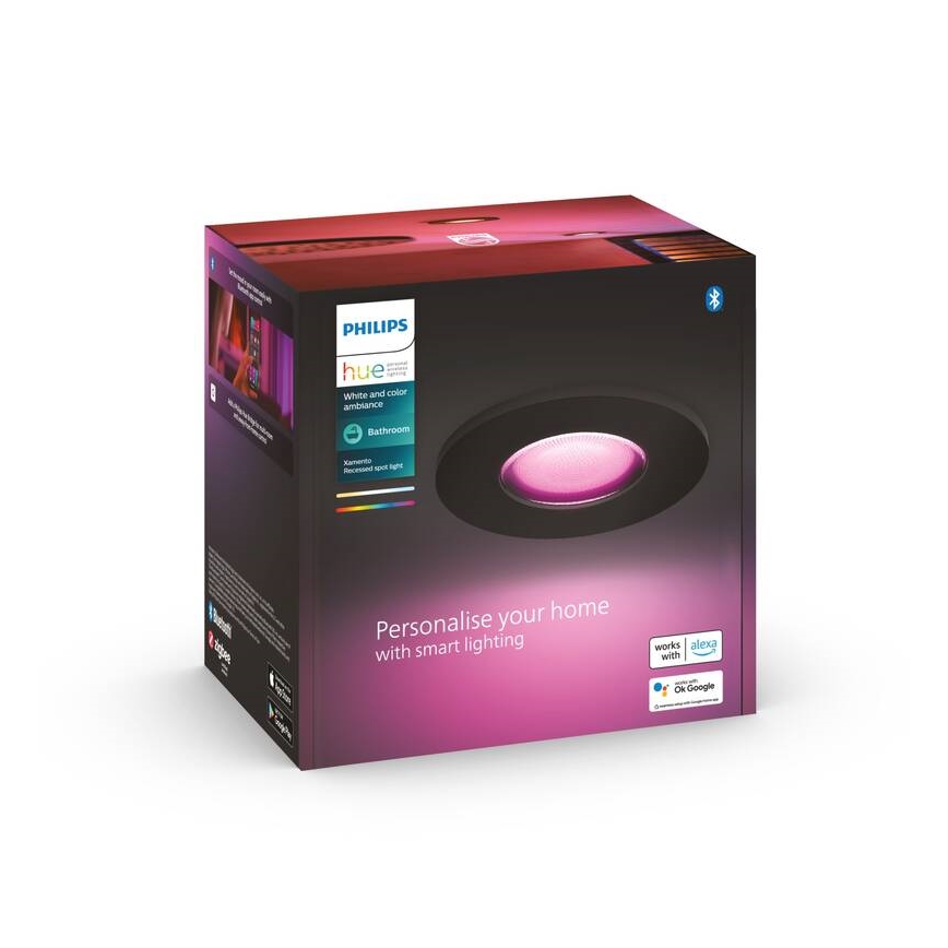 Philips - LED RGBW Dimmable bathroom recessed light Hue XAMENTO GU10/5,7W/230V IP44 2200-6500K