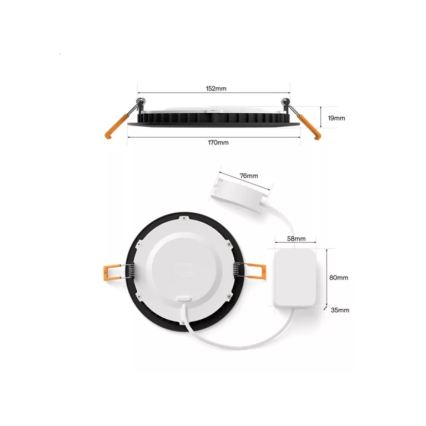 Philips Hue SLIM LED RGBW Dimmable Bathroom Recessed Downlight, 12W/230V, 1000-20000K, Black, IP44