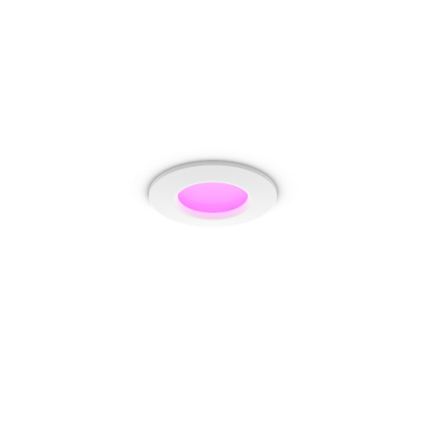 Philips - Hue SLIM RGBW Dimmable Bathroom Recessed Downlight, 8.3W/230V, 1000-20000K, White, IP44