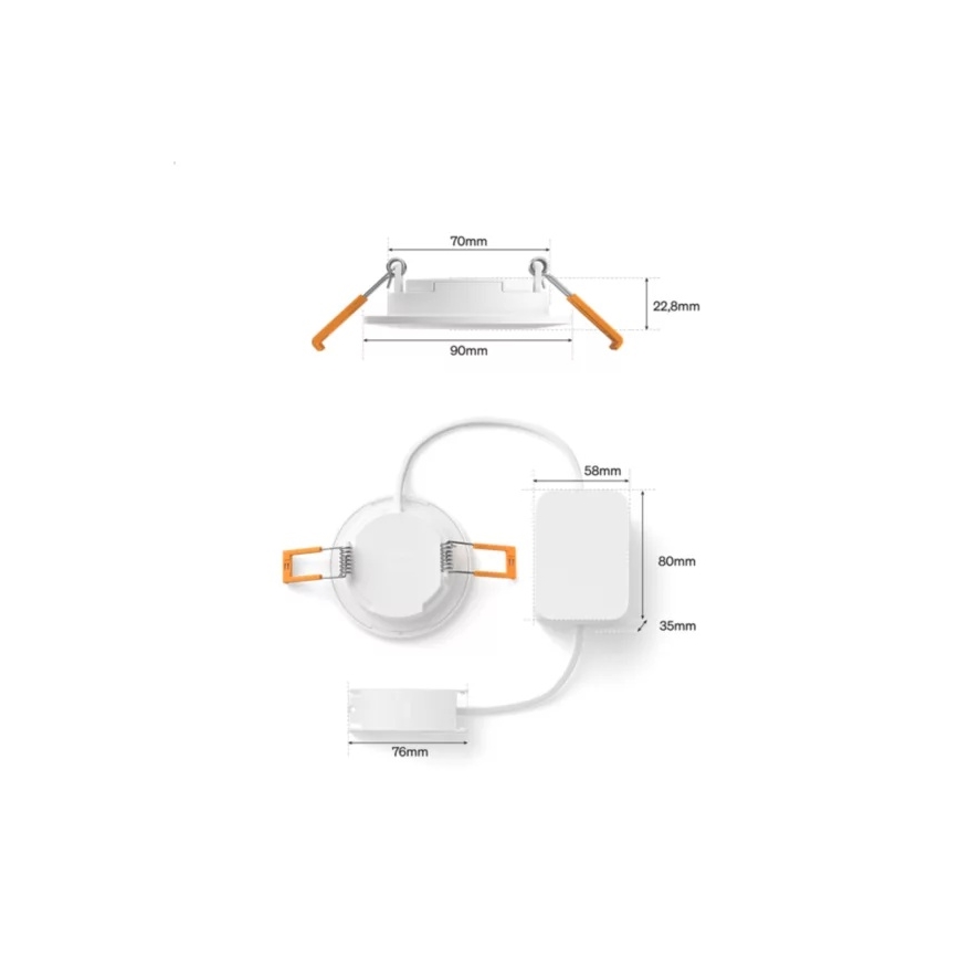 Philips - Hue SLIM RGBW Dimmable Bathroom Recessed Downlight, 8.3W/230V, 1000-20000K, White, IP44