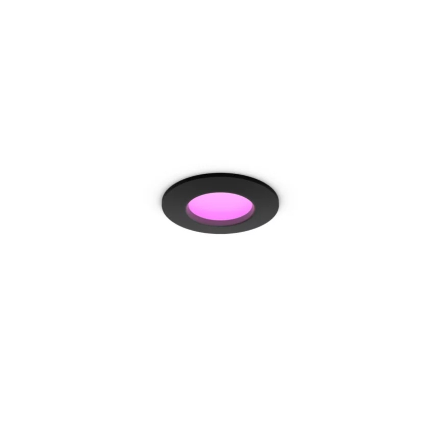 Philips - LED RGBW Dimmable Bathroom Recessed Downlight Hue SLIM LED/8,3W/230V 1000-20000K Black P44