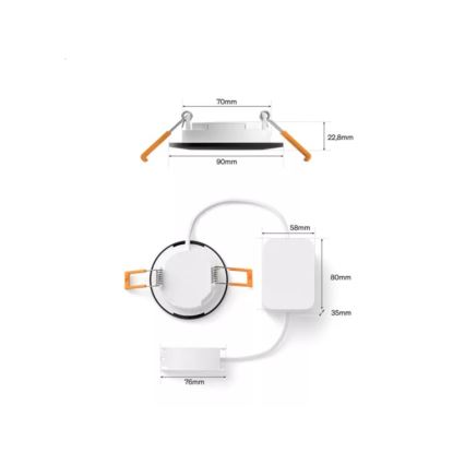 Philips - LED RGBW Dimmable Bathroom Recessed Downlight Hue SLIM LED/8,3W/230V 1000-20000K Black P44