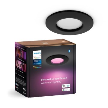 Philips - LED RGBW Dimmable bathroom recessed light Hue SLIM LED/8,3W/230V 2000-6500K IP44 black