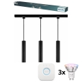 Philips - LED RGBW Dimmable Cable Pendant for EASYLINK HUE Track System 3xGU10/4.7W/230V 2200-6500K 1m Black + Hue bridge