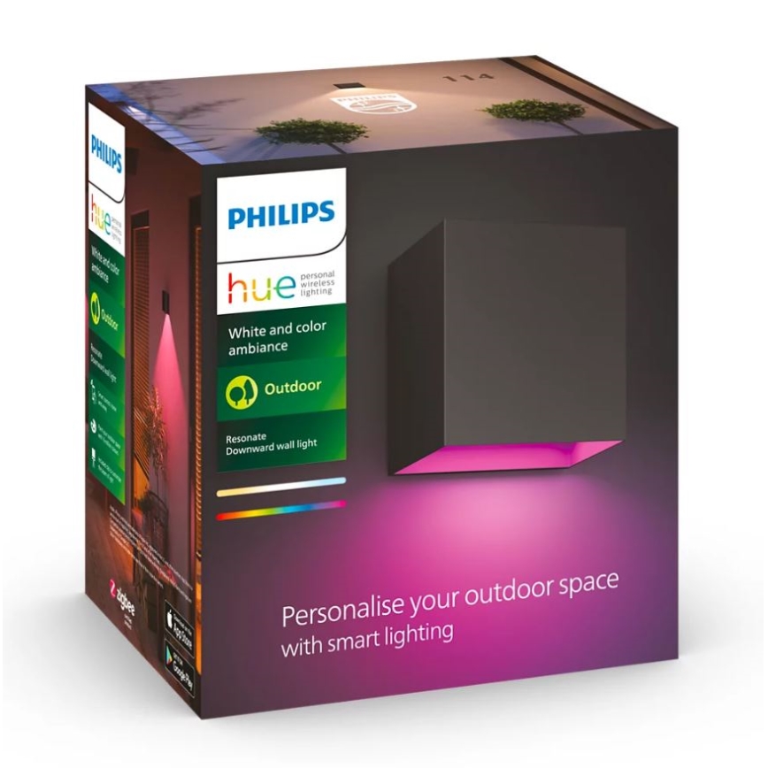 Philips - LED RGBW Dimmable outdoor wall light Hue RESONATE LED/8W/230V 2000–6500K IP44