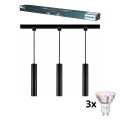 Philips - LED RGBW Dimmable Pendant Suspended on Cable for EASYLINK HUE Track System, 3x GU10 / 4.7W / 230V, 2200–6500K, 1 m, Black