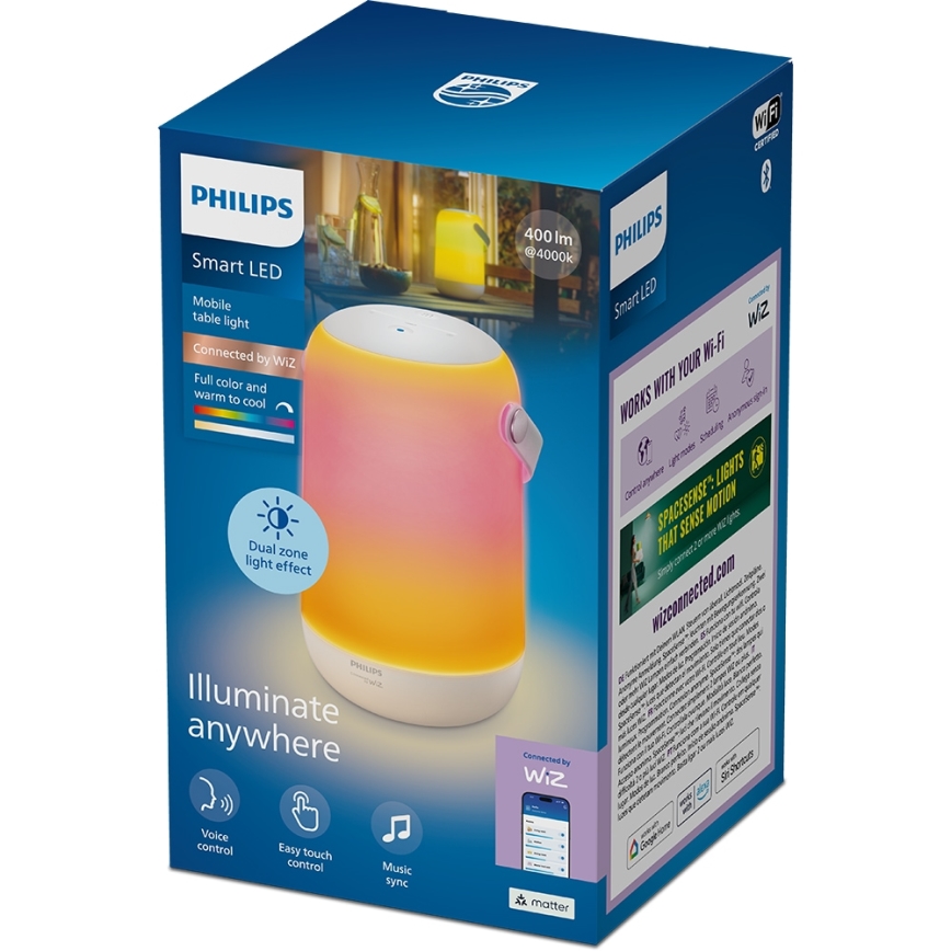 Philips - LED RGBW Dimmable Portable Touch Table Lamp Smart LED/13.5W/3.6V 2200-6500K Wi-Fi 1800 mAh