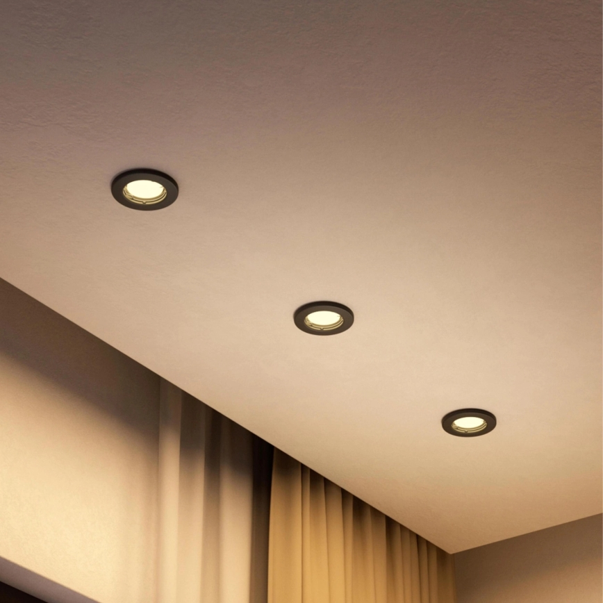 Philips - LED RGBW Dimmable recessed downlight PERIDOT 1xGU10/6W/230V black + remote control