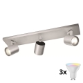 Philips - LED RGBW Dimmable spotlight 3xGU10/4,8W/230V matte chrome + remote control