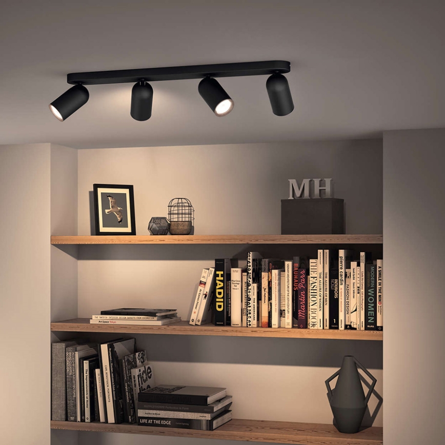 Philips - LED RGBW Dimmable spotlight PONGEE 4xGU10/4,8W/230V 3000K black + remote control