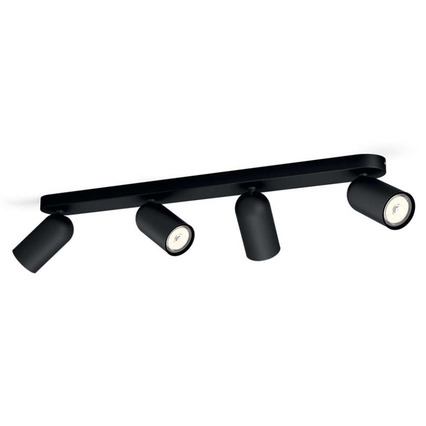 Philips - LED RGBW Dimmable spotlight PONGEE 4xGU10/4,8W/230V 3000K black + remote control