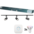 Philips - LED RGBW Dimmable spotlight for EASYLINK HUE track system 3xGU10/4,7W/230V 2200-6500K 1m black + Hue bridge