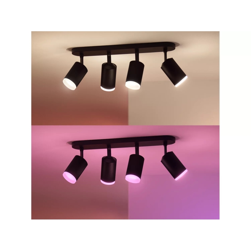 Philips - LED RGBW Dimmable spotlight Hue FUGATO 4xGU10/4,2W/230V 2000-6500K black