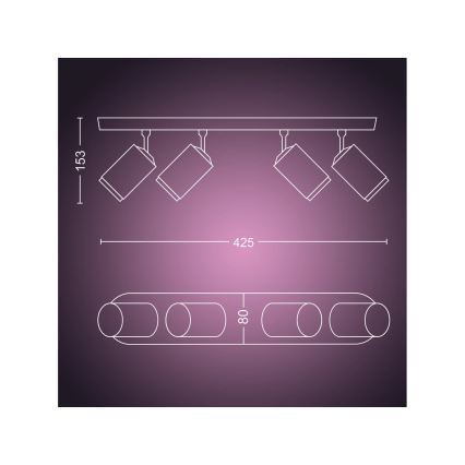 Philips - LED RGBW Dimmable spotlight Hue FUGATO 4xGU10/4,2W/230V 2000-6500K black