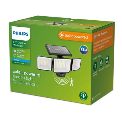 Philips -  LED Solar wall floodlight with sensor NYSIL 3xLED/8,7W/3,7V IP65
