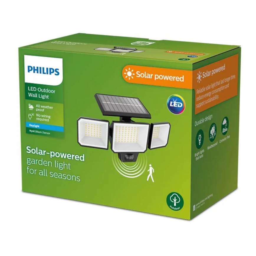 Philips -  LED Solar wall floodlight with a motion and dusk sensor NYSIL 3xLED/8,7W/3,7V 2000 mAh IP65