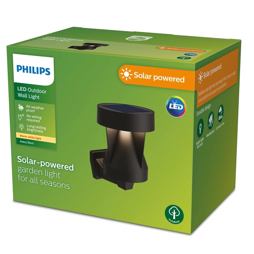 Philips - LED Solar wall light AVERY LED/1,8W/3,7V 2700K IP44
