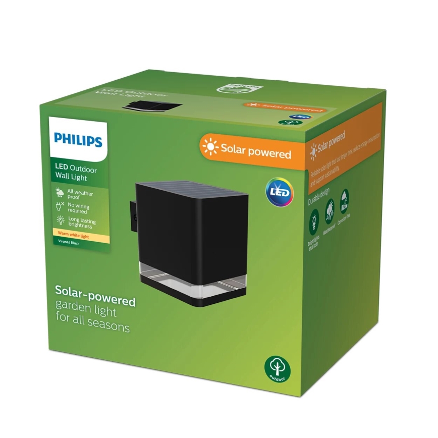 Philips - LED Solar wall light VIRONA LED/1,8W/3,7V 2600 mAh 2700K IP44