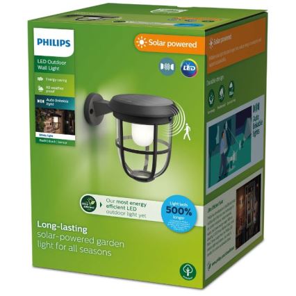 Philips - LED Solar wall light with sensor RADII LED/1,3W/3,7V 3000K IP44