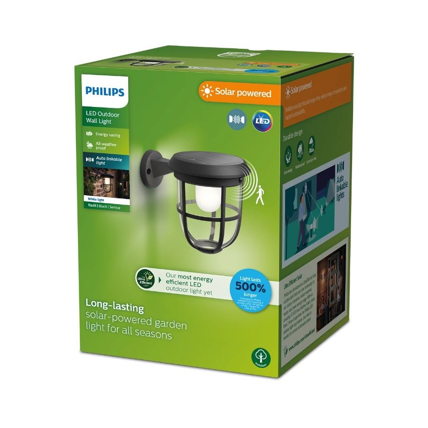 Philips - LED Solar wall light with sensor RADII LED/1,3W/3,7V 3000K IP44