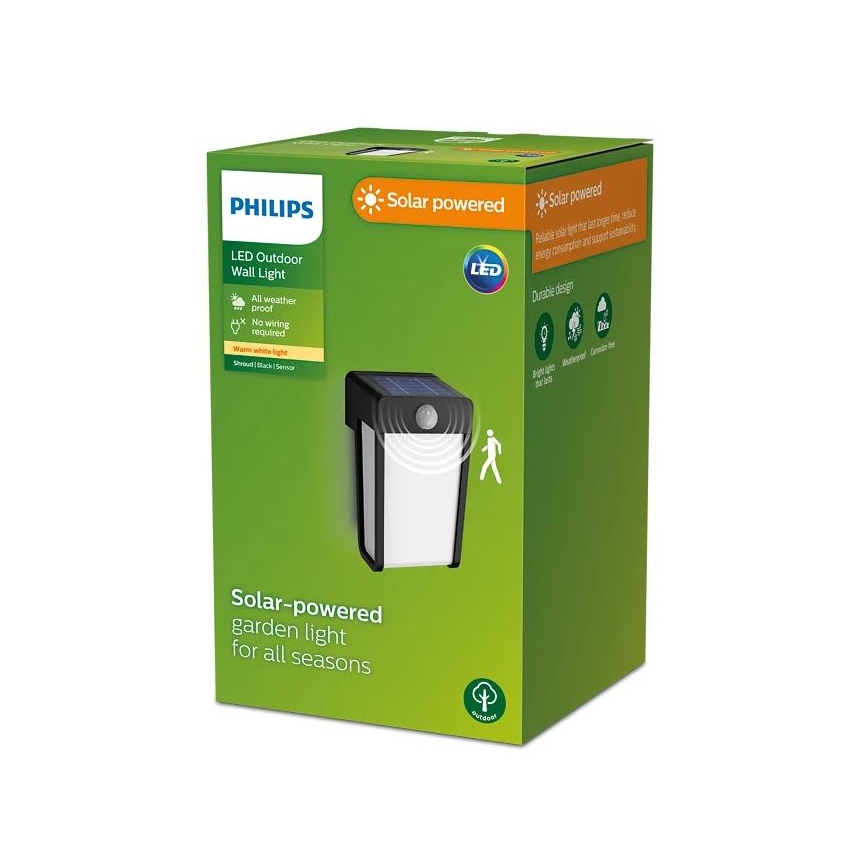 Philips - LED Solar wall light with sensor SHROUD LED/2,3W/3,7V IP44