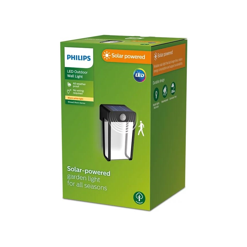 Philips - LED Solar wall light with sensor SHROUD LED/2,3W/3,7V 600 mAh IP44