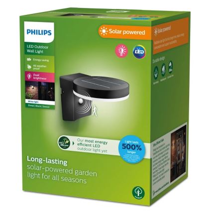 Philips - LED Solar wall light with sensor ZONAL LED/1,3W/3,7V 2500 mAh IP44