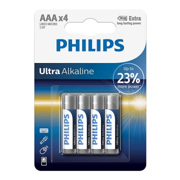 Philips LR03E4B/10 - 4 pcs Alkaline battery AAA ULTRA ALKALINE 1,5V 1250mAh