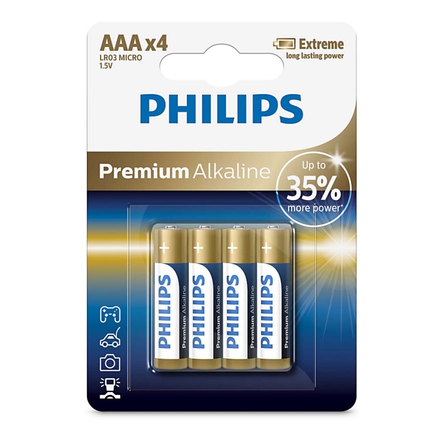 Philips LR03M4B/10 - 4 pcs Alkaline battery  AAA PREMIUM ALKALINE 1,5V 1320mAh