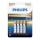 Philips LR03M4B/10 - 4 pcs Alkaline battery  AAA PREMIUM ALKALINE 1,5V 1320mAh