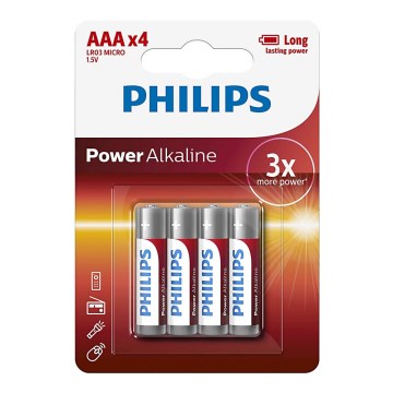 Philips LR03P4B/10 - 4 pcs Alkaline battery AAA POWER ALKALINE 1,5V 1150mAh