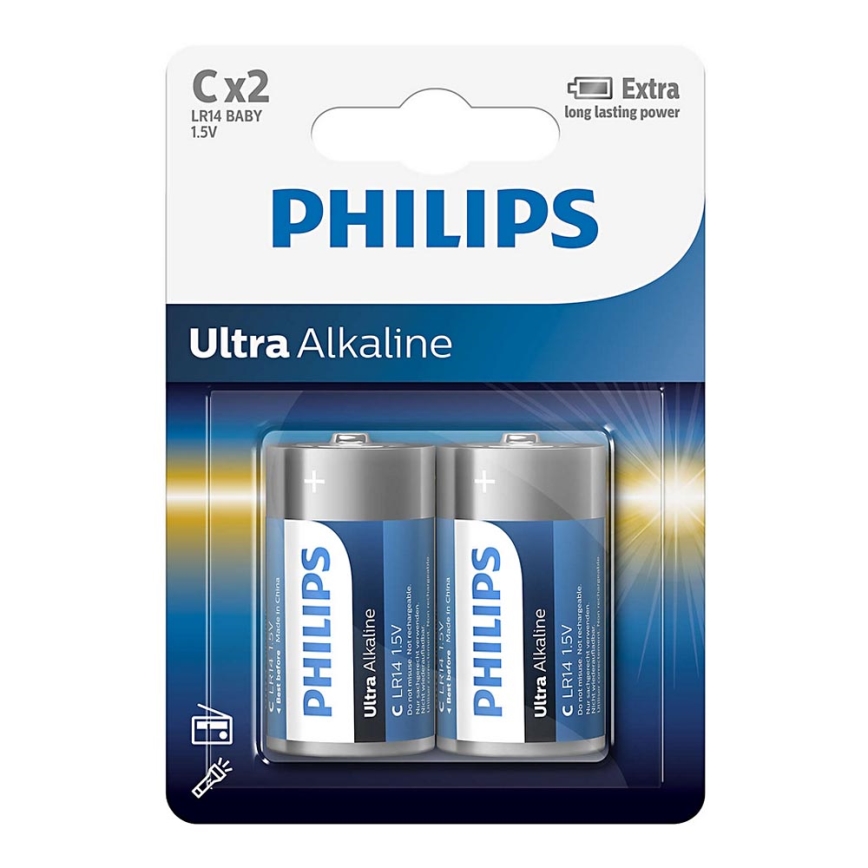 Philips LR14E2B/10 - 2 pcs Alkaine battery C ULTRA ALKALINE 1,5V 7500mAh