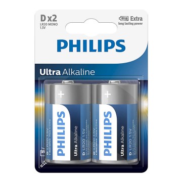 Philips LR20E2B/10 - 2 pcs Alkaline battery D ULTRA ALKALINE 1,5V 15000mAh