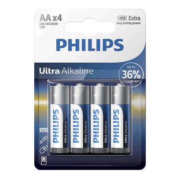Philips LR6E4B/10 - 4 pcs Alkaline battery AA ULTRA ALKALINE 1,5V 2800mAh