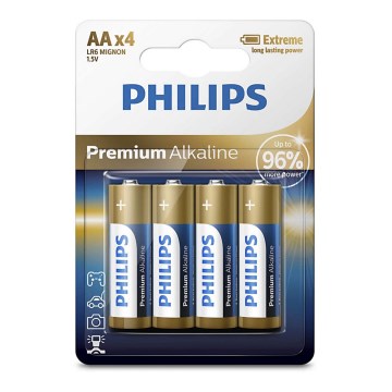 Philips LR6M4B/10 - 4 pcs Alkaline battery AA PREMIUM ALKALINE 1,5V 3200mAh