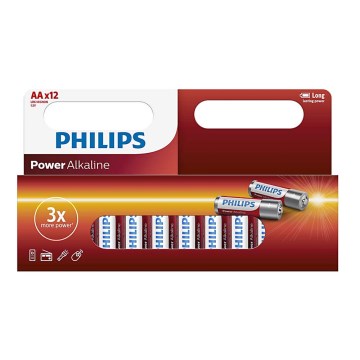 Philips LR6P12W/10 - 12 pcs Alkaline battery AA POWER ALKALINE 1,5V 2600mAh