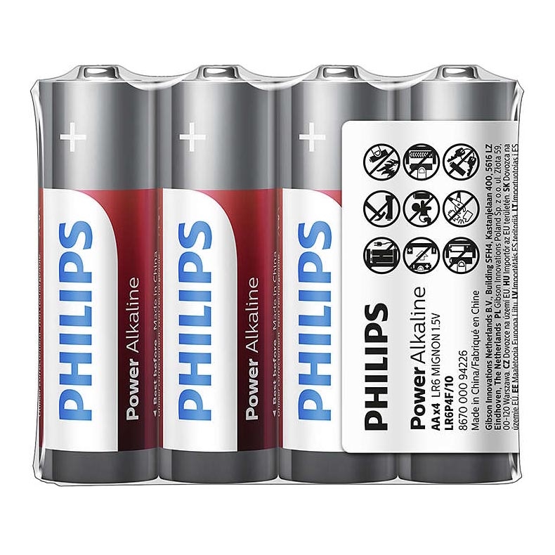 Philips LR6P4F/10 - 4 pcs Alkaline battery AA POWER ALKALINE 1,5V 2600mAh
