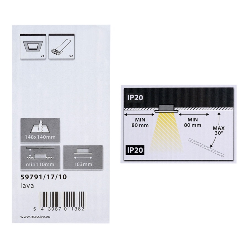 Philips Massive 59791/17/10 - Downlight LAVA 2xE27/14W/230V