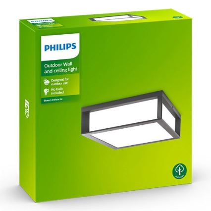 Philips - Outdoor ceiling light SKIES 2xE27/14W/230V IP44 anthracite