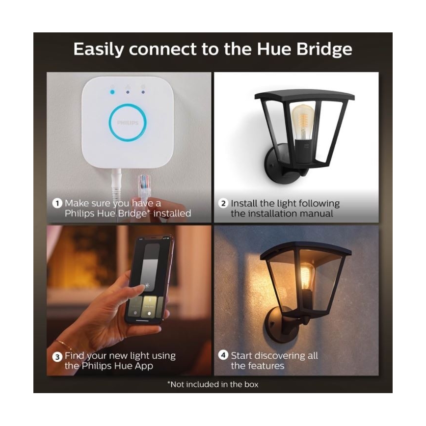 Philips - Dimmable outdoor wall light Hue INARA 1xE27/7W/230V Wi-Fi IP44
