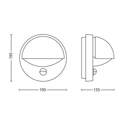 Philips - Outdoor wall light with a sensor JUNE 1xE27/12W/230V IP44