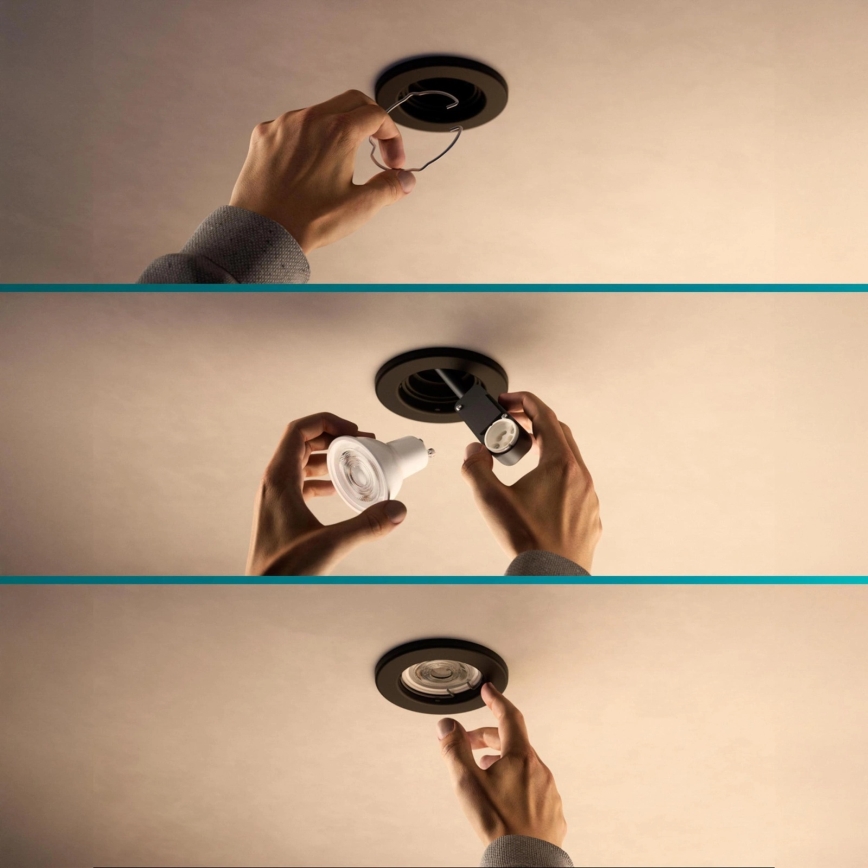 Philips - PERIDOT LED RGBW Dimmable Recessed Downlight 1xGU10/6.5W/230V 2700–6500K Black