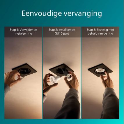 Philips - PERIDOT recessed ceiling light 1xGU10/7W/230V black